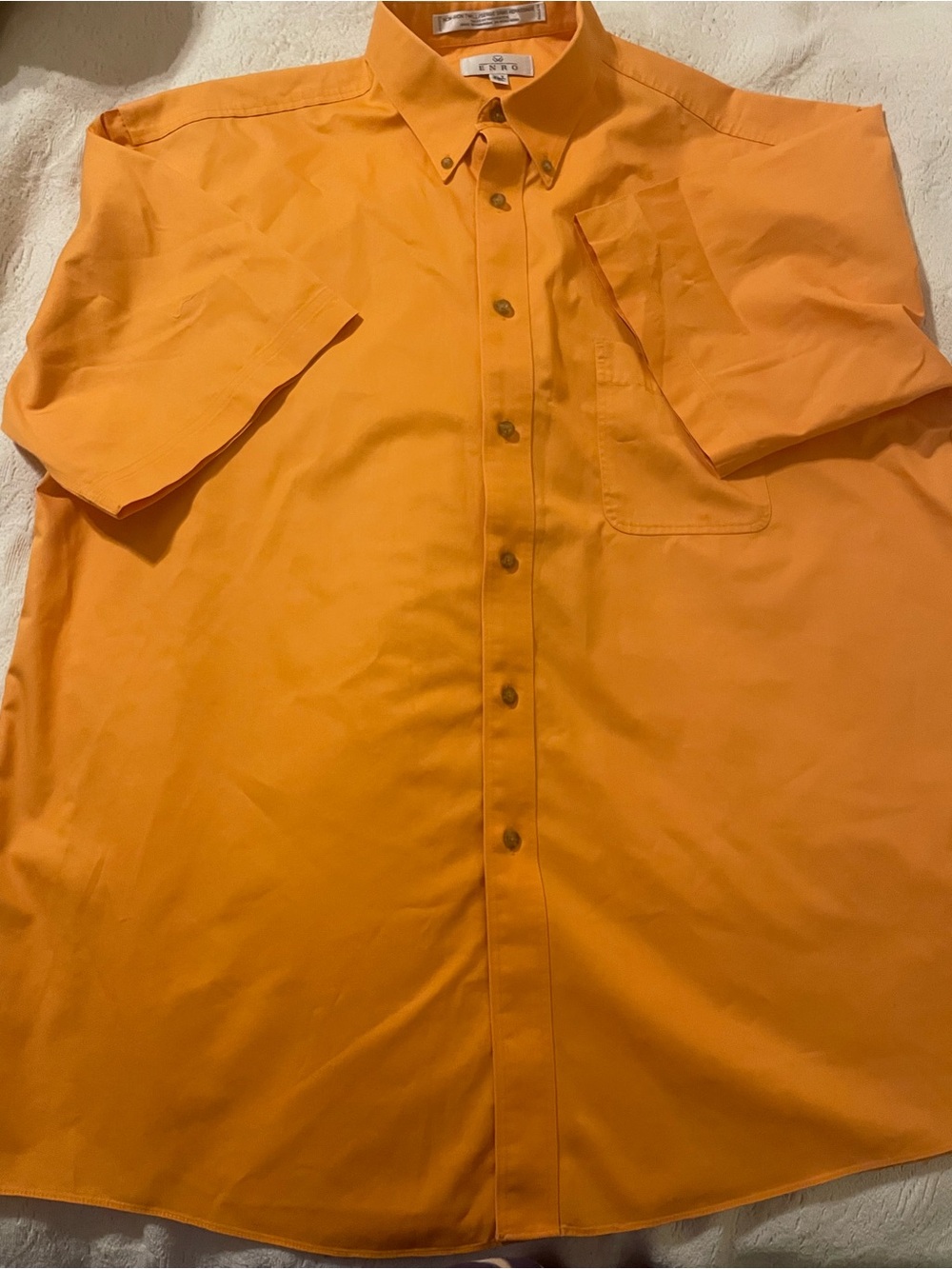 Classic Men's Button-Down Shirt by ENRO- Orange short sleeves no iron